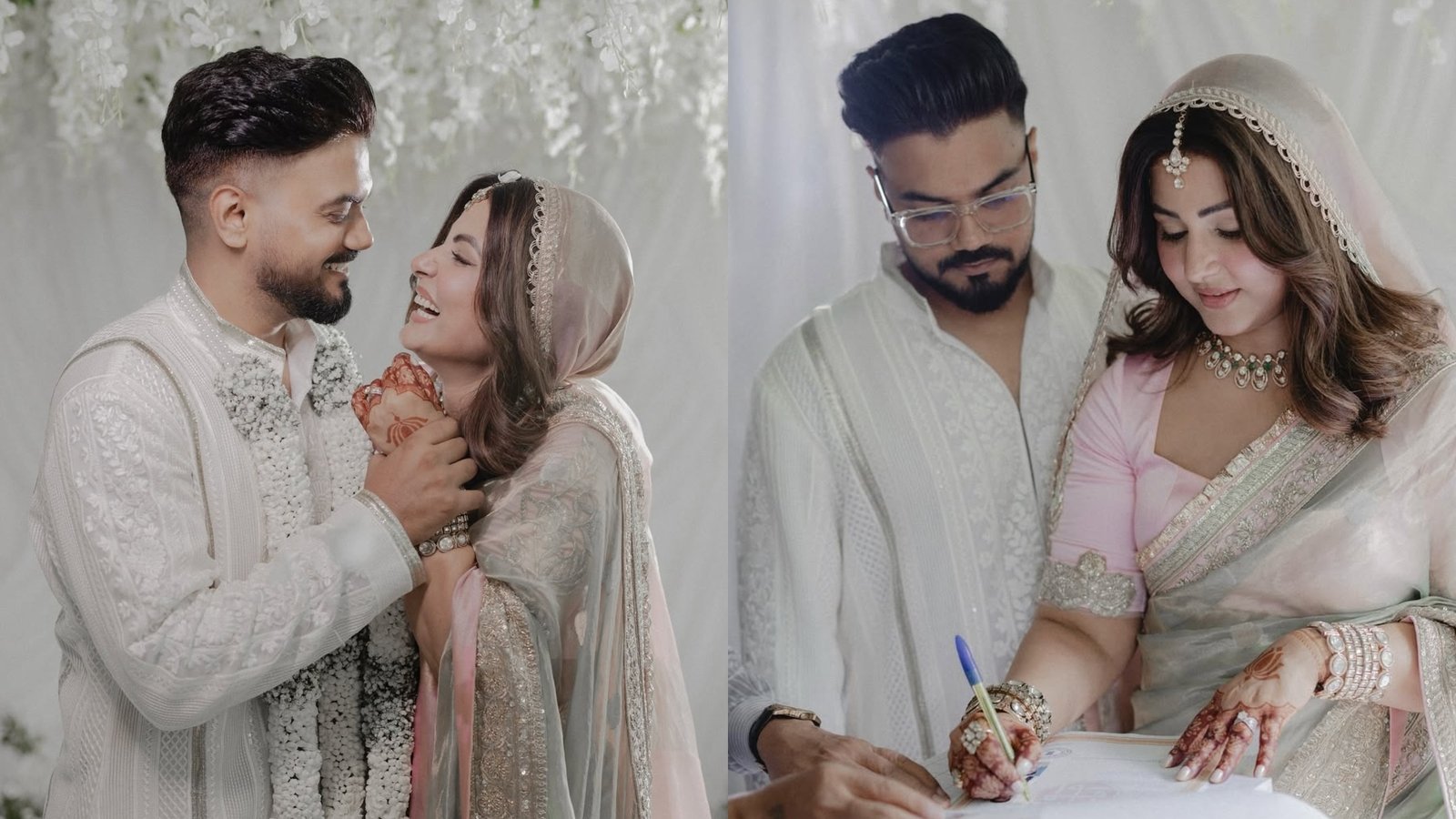 হিনা খান দীর্ঘকালীন অংশীদার রকি জয়সওয়ালের সাথে অন্তরঙ্গ বিবাহের অনুষ্ঠানে গিঁটকে বাঁধেন