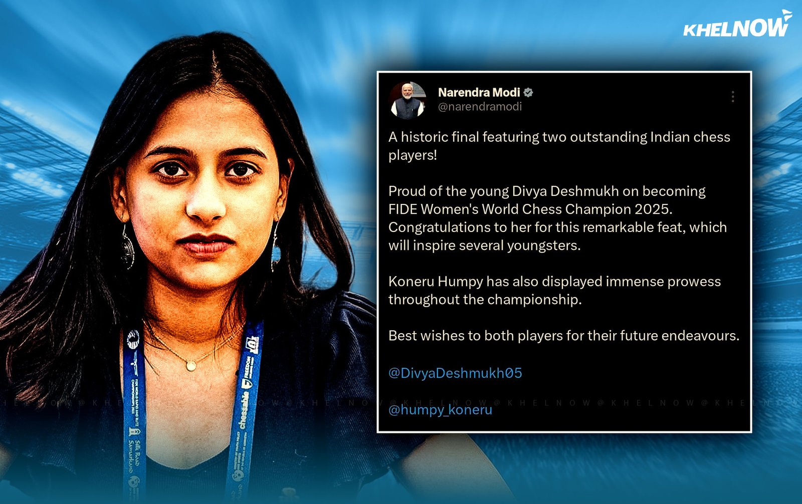প্রধানমন্ত্রী মোদী, রাহুল গান্ধী দেব্যা দেশমুখকে fide তিহাসিক শিরোনামের জন্য ফিড উইমেনস দাবা বিশ্বকাপ 2025 এ প্রশংসা করেছেন